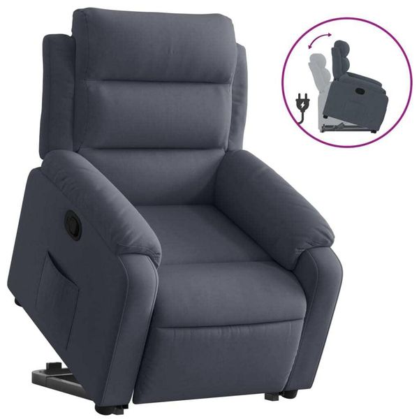 Vidaxl Poltrona Relax Con Supporto In Piedi In Velluto Grigio Scuro-image