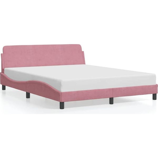 Vidaxl Struttura Letto Con Testiera "Dover"" Rosa 160X200 Cm In Velluto"-image