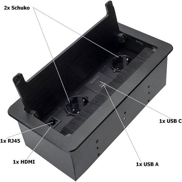 Presa Integrata Usb A&C, Presa Da Tavolo A Scomparsa, RJ45, Hdmi-image