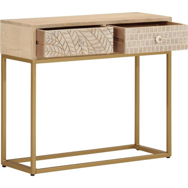 Vidaxl Tavolo Consolle 90X30X76 Cm In Legno Massiccio Di Mango E Ferro-image