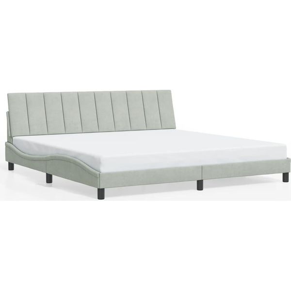Struttura Letto Senza Materasso Velluto Grigio Chiaro 200X200 Cm-image