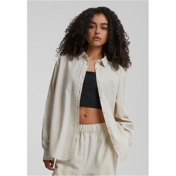 DáMská KošIle Urban Classics Ladies Linen Mixed Oversized Shirt Softseagrass - 5XL-image