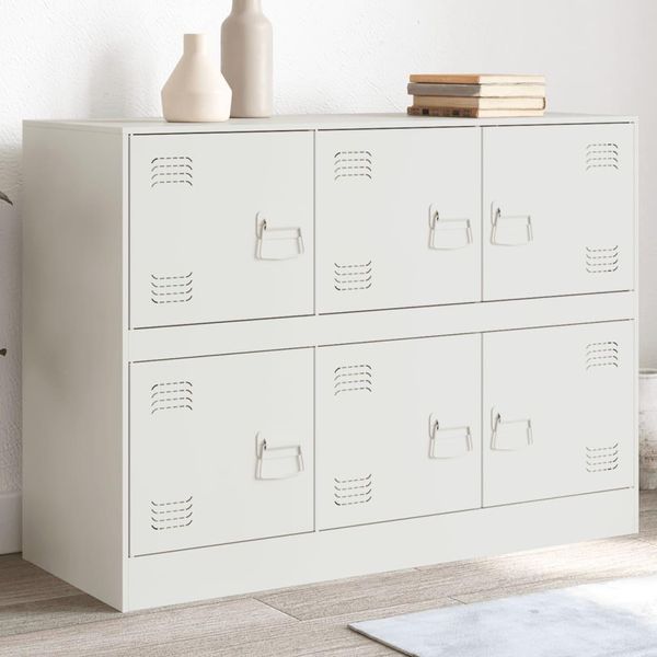 Credenza Vetrina Durevole Bianca 99X39X73 Cm Acciaio - Cassettiere Octo8382789 1Pacco-image