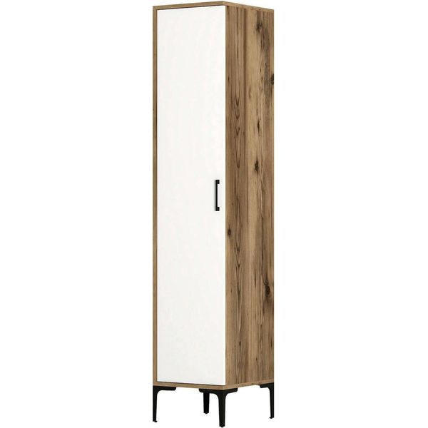 Dmora Armadio Multiuso 1 Anta Giusta 201.4X47.5H Cm Bianco, Un'anta 5 Vani-image