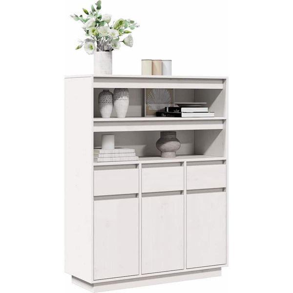Best MöBel Vetrinetta Bianco 89X34X116,5 Cm Pino Massiccio - Cassettiere CL3035550 1Pacco-image