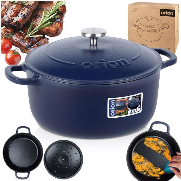 Pentola In Ghisa Orion Pentola Da Cucina Con Coperchio In Ghisa Smaltata Litina 26 Cm 5,2 L-image