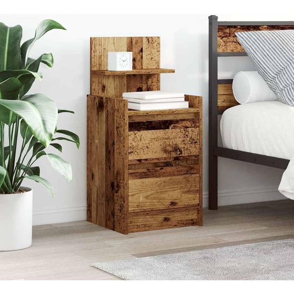 Vidaxl Comodini Con 2 Cassetti 2 Pz. Aspetto Legno Vecchio 38X34X80 Cm-image