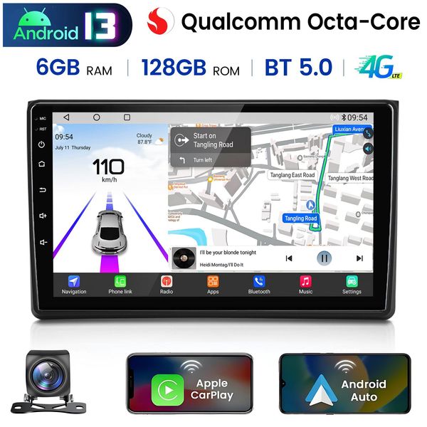 Autoradio Carplay Android Auto Per Audi A4 8E B6 B7 (2000-2009) - Processore Octa-Core, 6+128GB, Gps, Bt, Usb, Fm-image