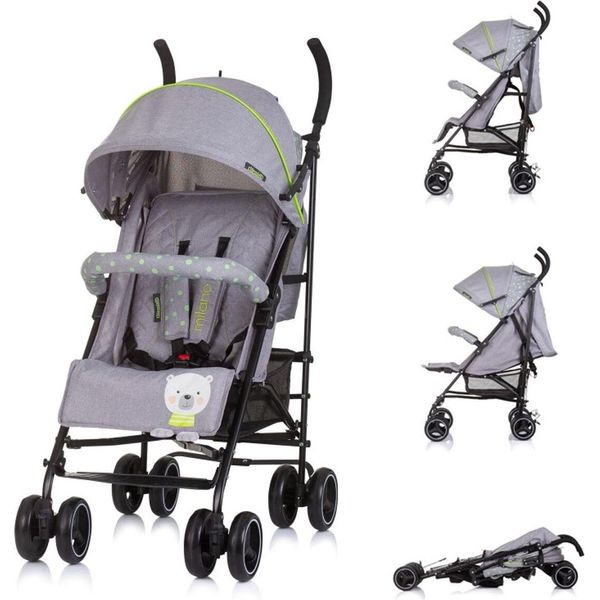 Chipolino Carrozzina Milano Fino A 22 Kg, Schienale Regolabile, Pieghevole Grigio-image