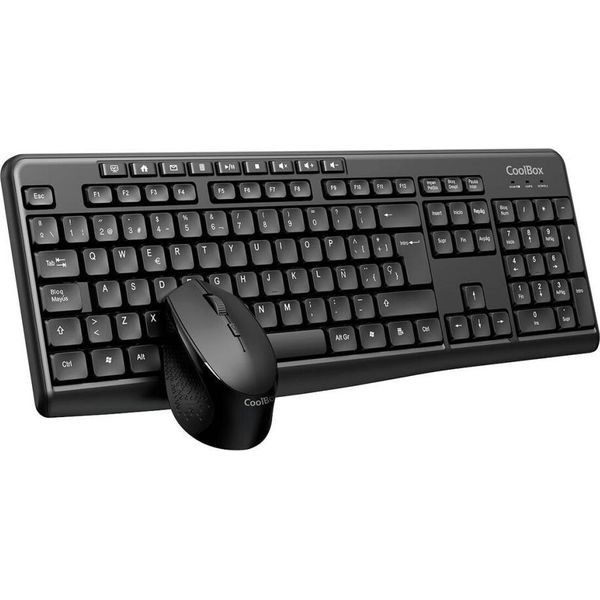 Tastiera Con Mouse Coolbox COO-KTR-03W Nero Qwerty Spagnolo-image