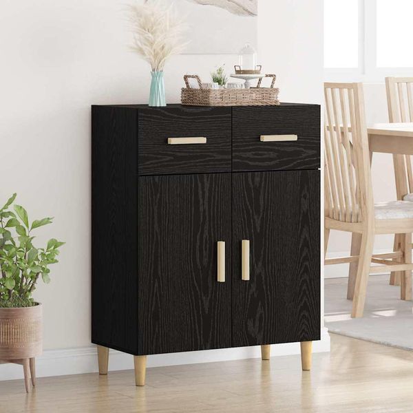 Maison Exclusive - Credenza Effetto Rovere Nero 34 X 69,5 X 89 Cm Materiale Ligneo-image