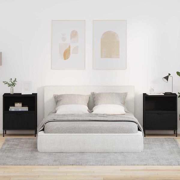 Comodini Di Design 2 Pezzi Nero 49 X 36 X 61 Cm Materiale A Base Di Legno - Comodini E Armadi 2025 Nuovo3922870 1Pacco-image