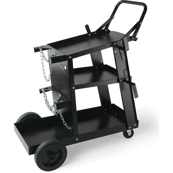 Carrello Per Saldatura Succebuy, Carrello Per Saldatura A 3 Stadi Per Impieghi Gravosi Con Capacità Di Carico Di 400 Lb, Ruote Girevoli A 360° E Stoccaggio Del Serbatoio Con Catene Di Sicurezza, Carrello Rotante Per Saldatura Mig Per Apparecchiature Di Saldatura Tig, Arc, Mma E Plasma-image