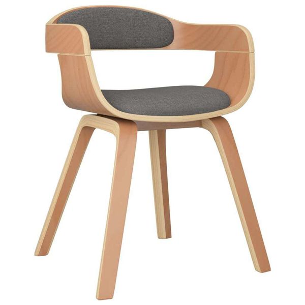 Syfax™ Sedia Da Pranzo Grigio Chiaro In Legno Curvato E Tessuto-image