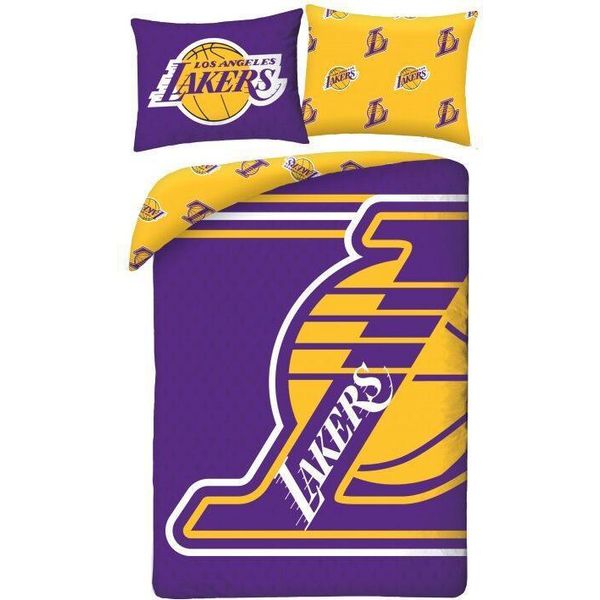 Copripiumino Lakers 140 X 200 Cm - 70 X 90 Cm - Poliestere - Giallo-image
