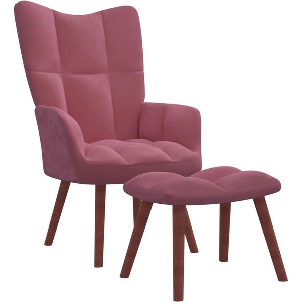 Syfax™ Poltrona Relax Con Poggiapiedi Rosa In Velluto-image