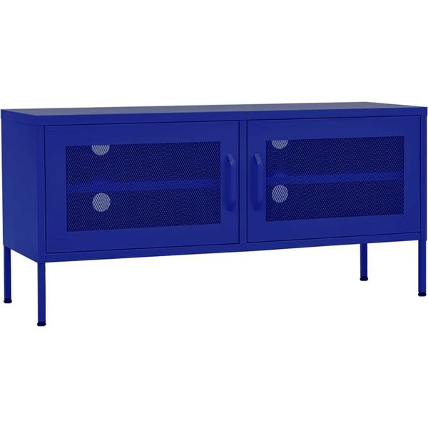 Syfax™ Mobile Tv Blu Marino 105X35X50 Cm In Acciaio-image