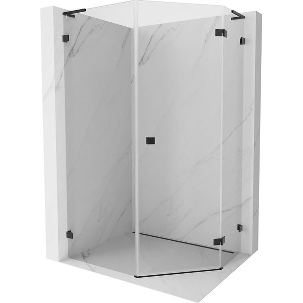 Mexen Lunar L Cabina Doccia Pentagonale Battente Destra 80 X 90 Cm, Trasparente, Nero - 831L-080P-090L-70-00-P-image