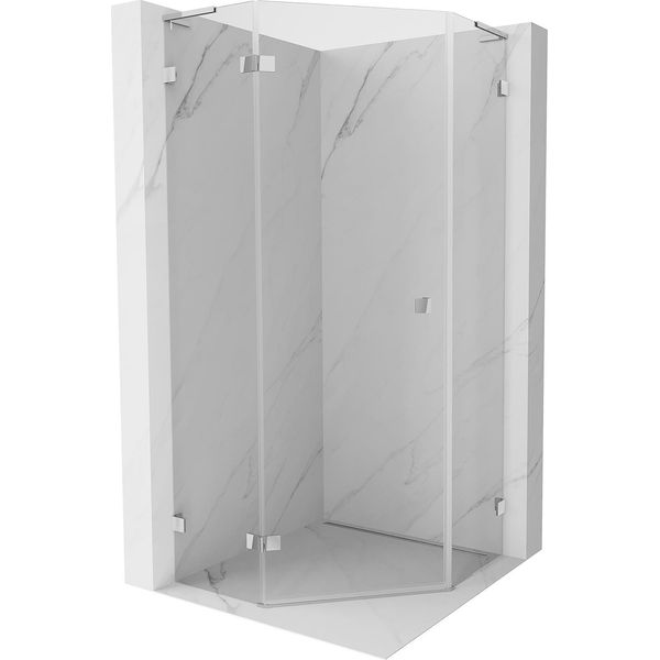 Mexen Lunar L Cabina Doccia Pentagonale Battente Sinistra 80 X 80 Cm, Trasparente, Cromo - 831L-080L-080P-01-00-L-image