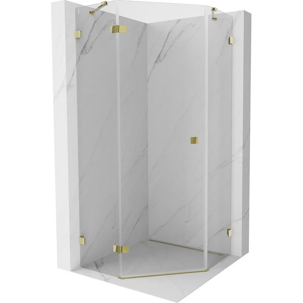 Mexen Lunar Cabina Doccia Pentagonale Basculante Sinistra 100 X 100 Cm, Trasparente, Oro - 831-100L-100P-50-00-L-image