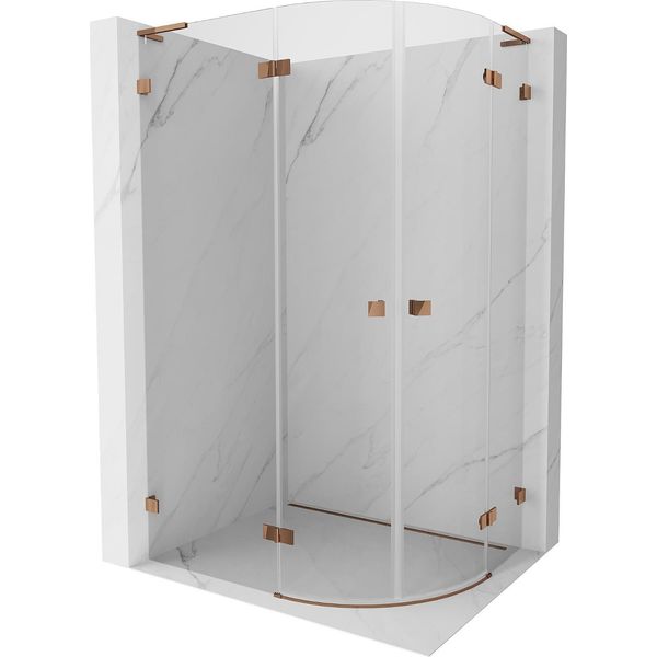 Mexen Lunar L Cabina Doccia Semicircolare A Battente Sinistra 100 X 90 Cm, Trasparente, Oro Rosa - 833L-100L-090P-60-00-image