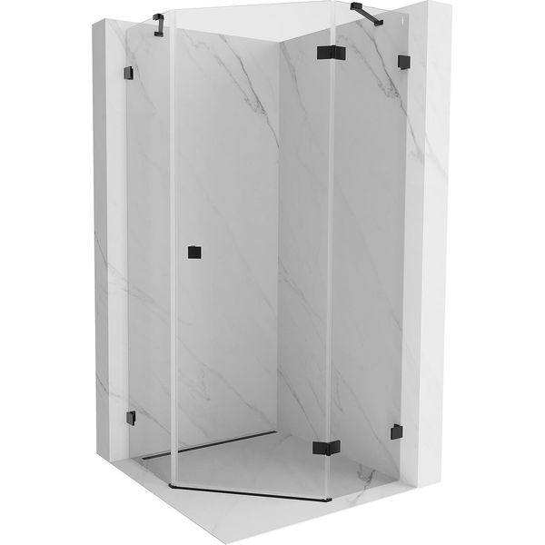 Mexen Lunar Cabina Doccia Pentagonale A Battente Destra 90 X 90 Cm, Trasparente, Nera - 831-090P-090L-70-00-P-image