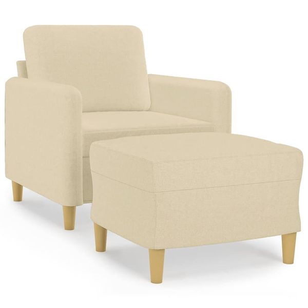 Syfax™ Poltrona Con Poggiapiedi Crema 60 Cm In Tessuto-image