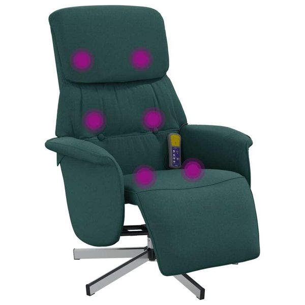 Syfax™ Poltrona Reclinabile Massaggio Poggiapiedi Verde Scuro Tessuto-image