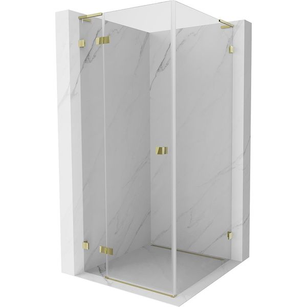 Mexen Lunar L Cabina Doccia Battente Sinistra 100 X 100 Cm, Trasparente, Oro - 834L-100-100-50-00-L-image
