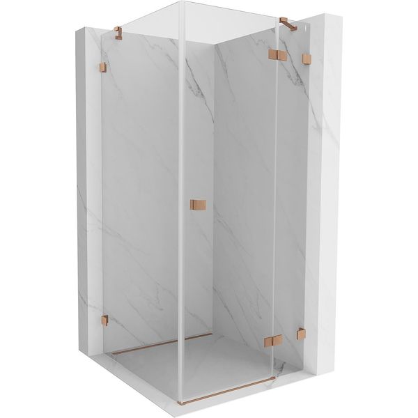 Mexen Lunar Cabina Doccia Battente Destra 100 X 100 Cm, Trasparente, Rame Spazzolato - 834-100-100-65-00-P-image