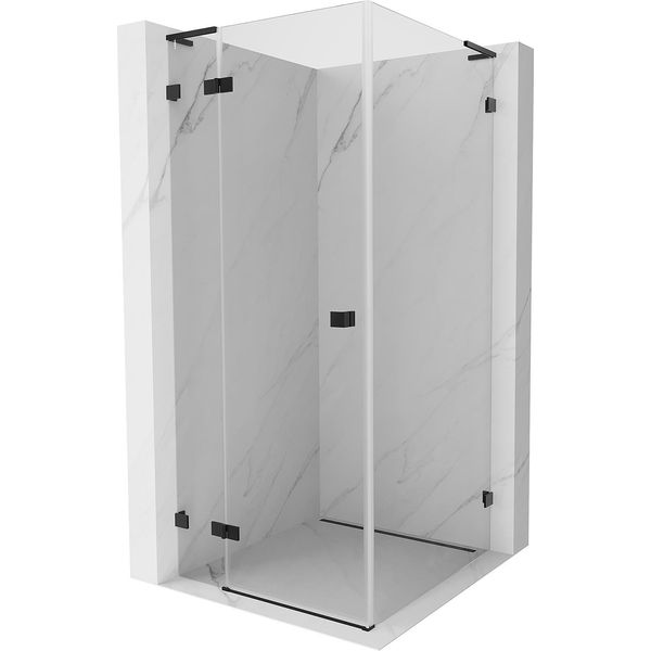 Mexen Lunar L Cabina Doccia A Battente Sinistra 70 X 70 Cm, Trasparente, Nero - 834L-070-070-70-00-L-image