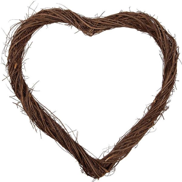 A Forma Di Cuore In Rattan Clayre & Eef Marrone 50X50X5 Cm Decorazione Natalizia-image