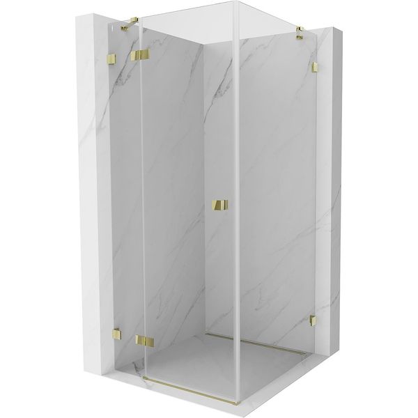 Mexen Lunar Cabina Doccia A Battente Sinistra 100 X 100 Cm, Trasparente, Oro - 834-100-100-50-00-L-image