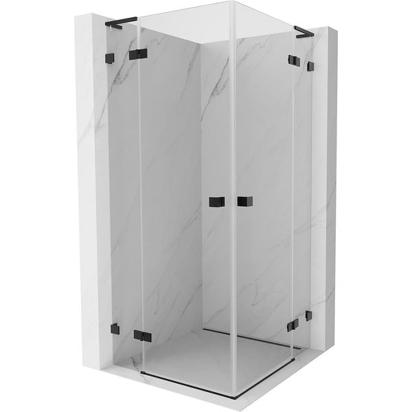 Mexen Lunar L Duo Cabina Doccia A Battente 70 X 70 Cm, Trasparente, Nera - 834L-070L-070P-70-00-image