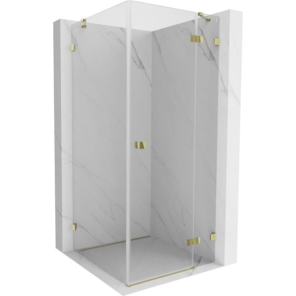 Mexen Lunar Cabina Doccia A Battente Destra 70 X 70 Cm, Trasparente, Dorata - 834-070-070-50-00-P-image