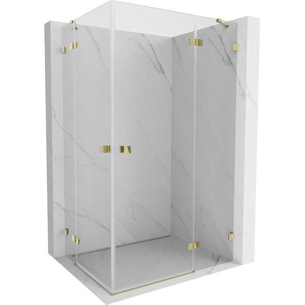 Mexen Lunar Duo Cabina Doccia Battente Destra 80 X 75 Cm, Trasparente, Oro - 834-080P-075L-50-00-image