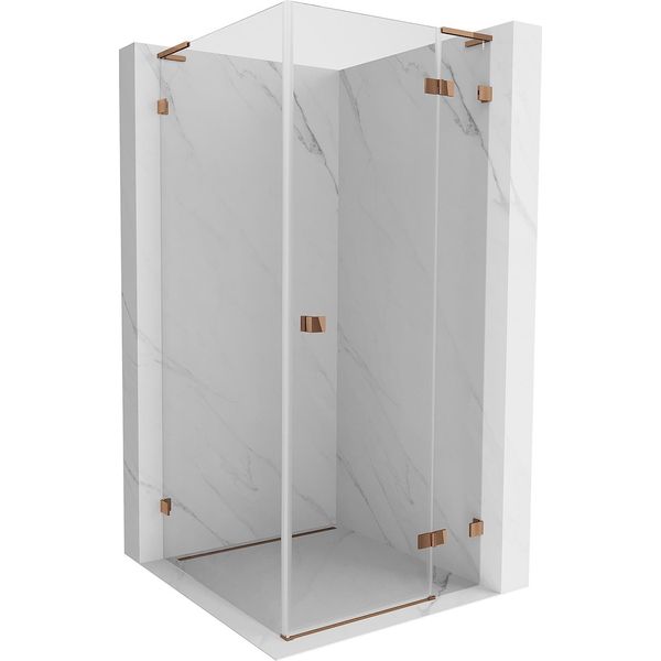 Mexen Lunar L Cabina Doccia A Battente Destra 80 X 80 Cm, Trasparente, Oro Rosa - 834L-080-080-60-00-P-image