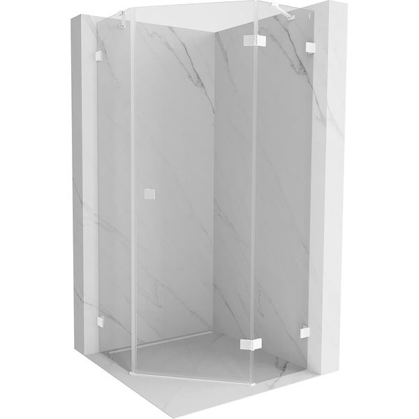 Mexen Lunar Cabina Doccia Pentagonale A Battente Destra 90 X 90 Cm, Trasparente, Bianco - 831-090P-090L-20-00-P-image