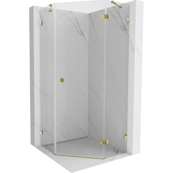 Mexen Lunar Cabina Doccia Pentagonale Battente Destra 80 X 80 Cm, Trasparente, Dorata - 831-080P-080L-50-00-P-image