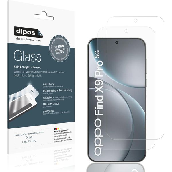 2X Pellicola Protettiva Per Oppo Find X9 Pro Protezione Opaco Vetro Flessibile 9H Dipos-image