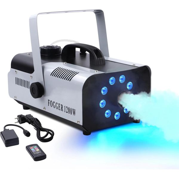 Macchina Della Nebbia - 9 Led Dmx - 1200 W - 110-240 V - Spina Ue - Per Palcoscenico E Dj - Rgb-image