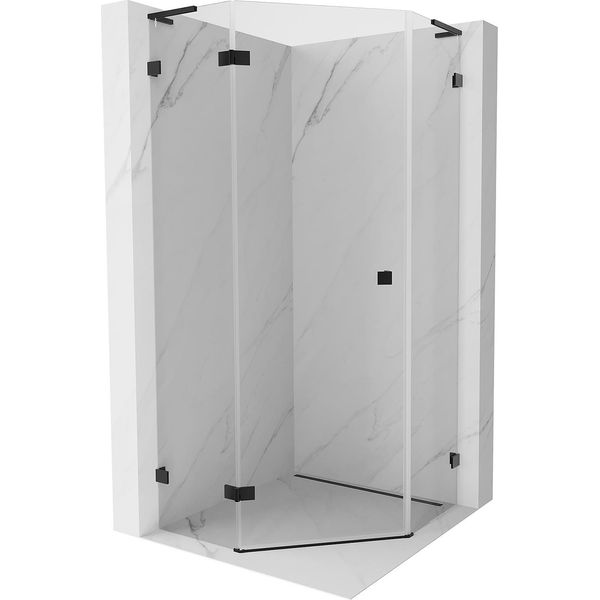 Mexen Lunar L Cabina Doccia Pentagonale Battente Sinistra 100 X 100 Cm, Trasparente, Nero - 831L-100L-100P-70-00-L-image