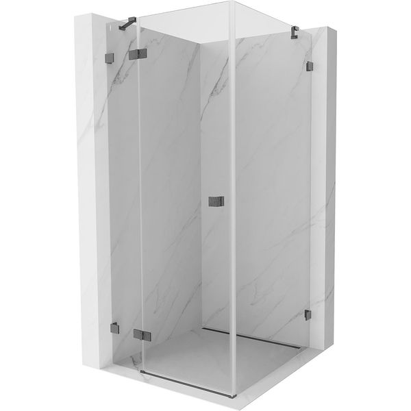 Mexen Lunar Cabina Doccia Con Porta A Battente Sinistra 70 X 70 Cm, Trasparente, Grigio Spazzolato - 834-070-070-66-00-L-image