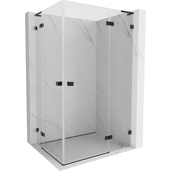 Mexen Lunar L Duo Cabina Doccia Battente Destra 75 X 70 Cm, Trasparente, Nera - 834L-075P-070L-70-00-image