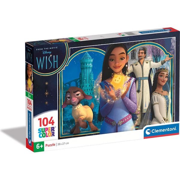 Clementoni - 27269 - Puzzle Supercolor - Disney Wish - Puzzle 104 Pezzi Da 6 Anni, Puzzle Colorato Per Bambini Con Speciale Luminosità E Intensità Di Colore, Gioco Di Abilità Per Bambini-image