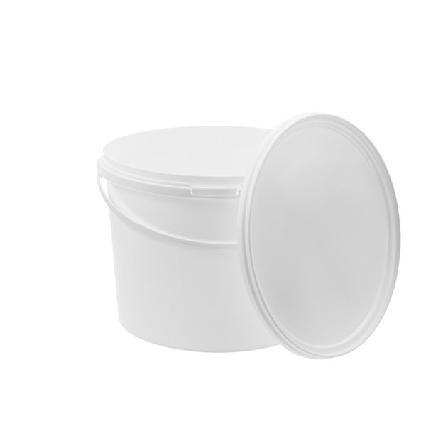 Benbow Secchio Con Coperchio Con Manico 10L Quantità: 20 Pezzi, Bianco Bsr, Ermetico, Sicuro Per Gli Alimenti, Brc, A Prova Di Perdite-image