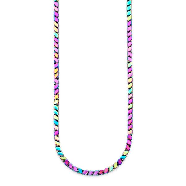 Edelstahlkette Bruno Banani "Schmuck Geschenk Steinkette Mit Farbigem HäMatit", Edelstahlfarben, Blau, Gelb, Rot, Lila, GrüN, Halsketten, Damen, Edelstahl, L: 49 B: 3Mm, Edelstahlkette, Mit HäMatit, B:3Mm-image