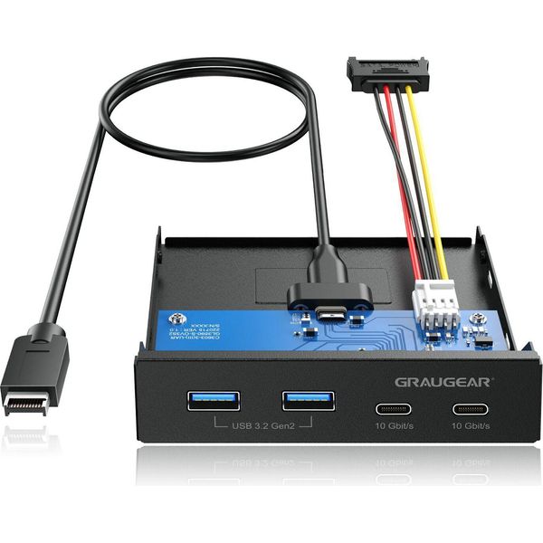 Graugear G-MP02 Graugear Multi Frontblende 4-Fach USB-HUB, 2X Usb-C,2X USB-A Retail-image