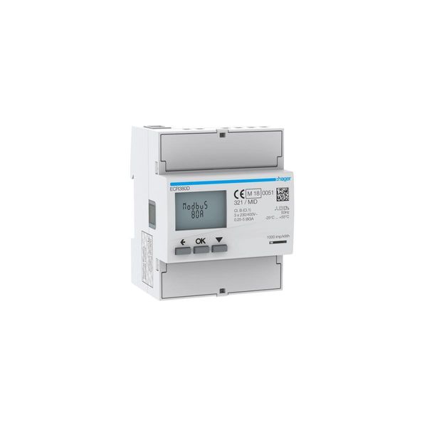 Hager ECR380D Contatore Di Energia Trifase, Diretto80A,4M,Mid (ECR380D)-image