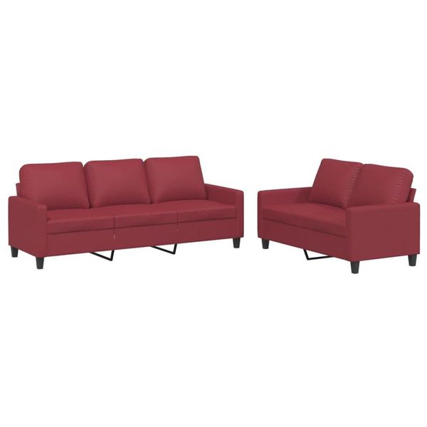 Syfax™ Set Di Divani 2 Pz Con Cuscini Rosso Vino In Pelle Finta-image